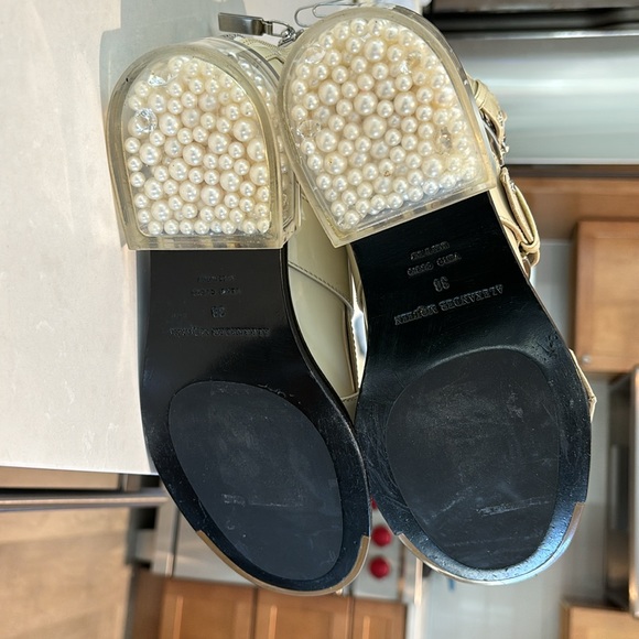 Alexander McQueen Runway Ivory Pearl Diamond Heel Patent Leather Boots Sz 38 - Picture 8 of 11